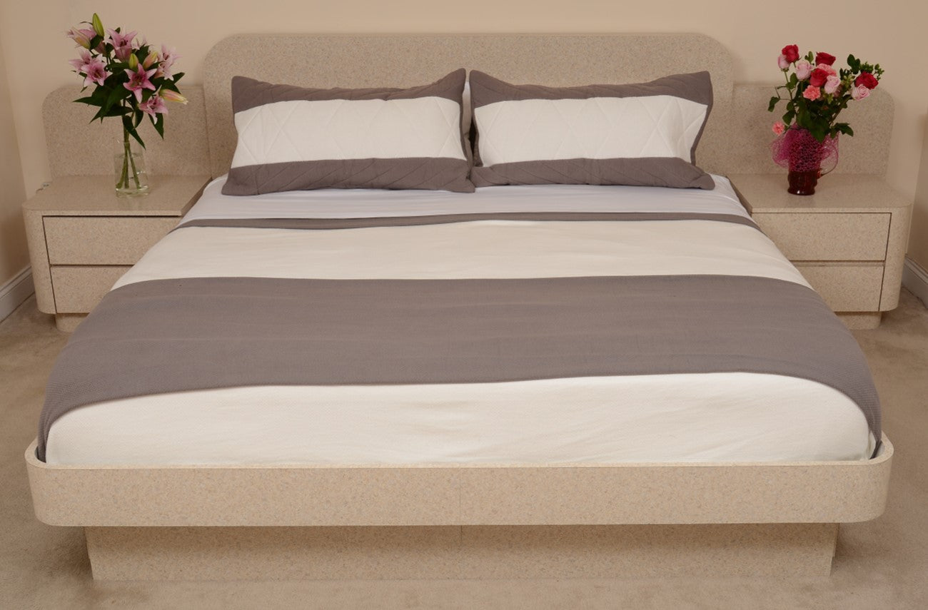 Off-White Cream & Grey With Turndown 100% Cotton King / Cal King