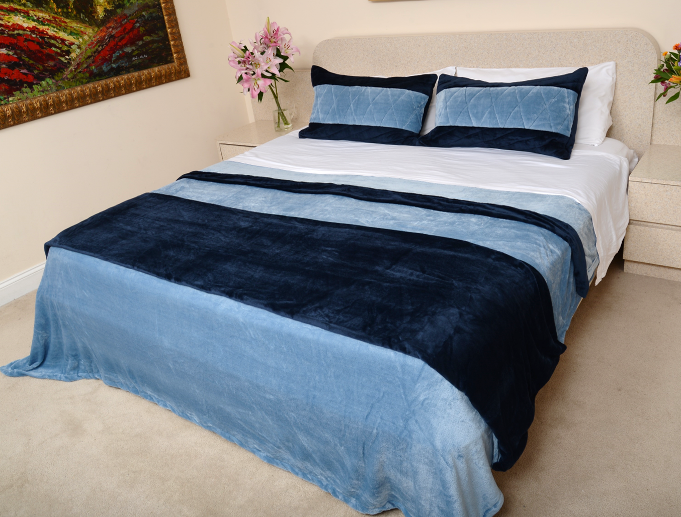 Light Blue & Navy King/Cal King