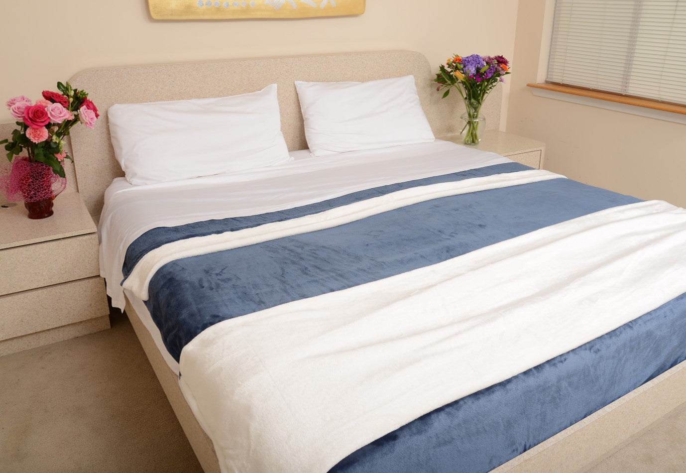 Navy & Off-White Cream Cal-King (Grand Dame Queen)