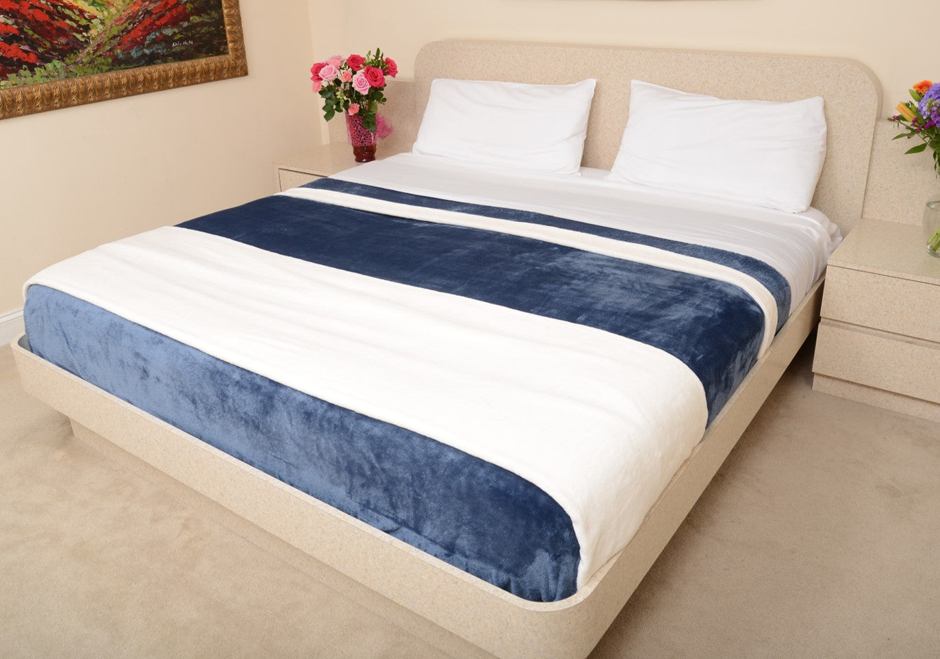 Navy & Off-White Cream King/Cal King