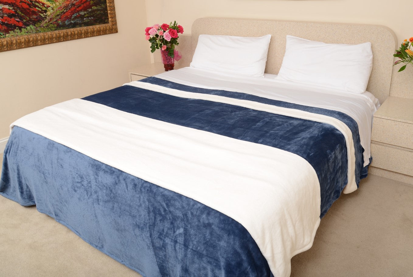 Navy & Off-White Cream King/Cal King