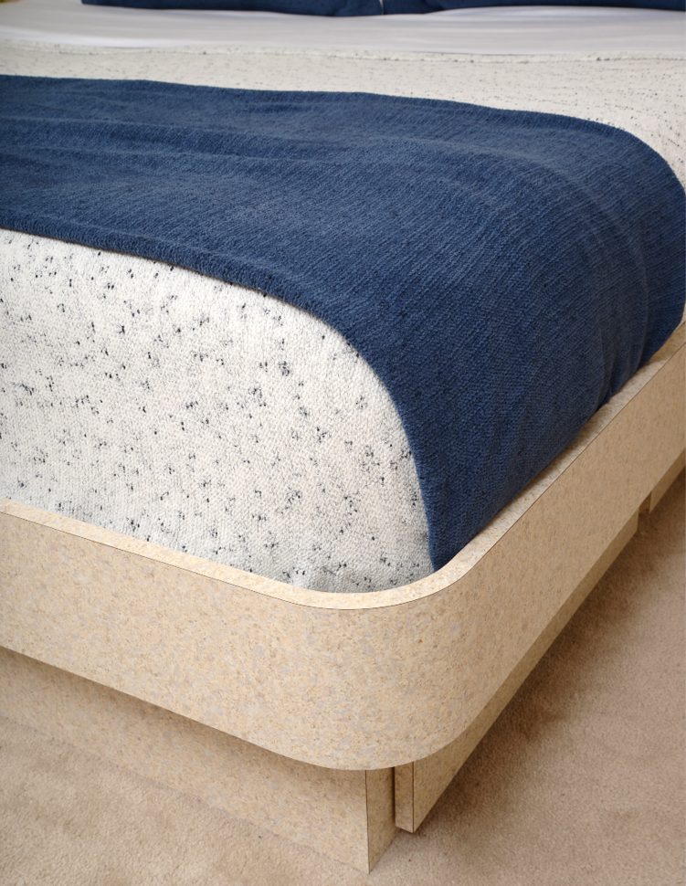 White & Navy Airy Poly-Knit King/Cal King